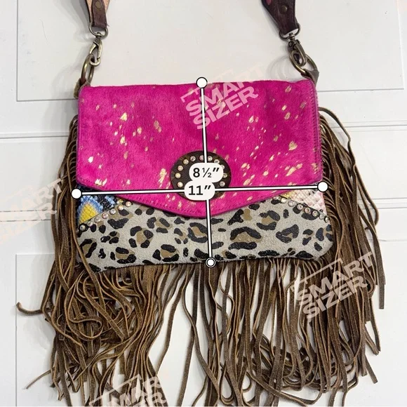 Keep It Gypsy Upcycled LV Fringe Calf Hair Animal Print Crossbody Bag Boho - Picture 7 of 7